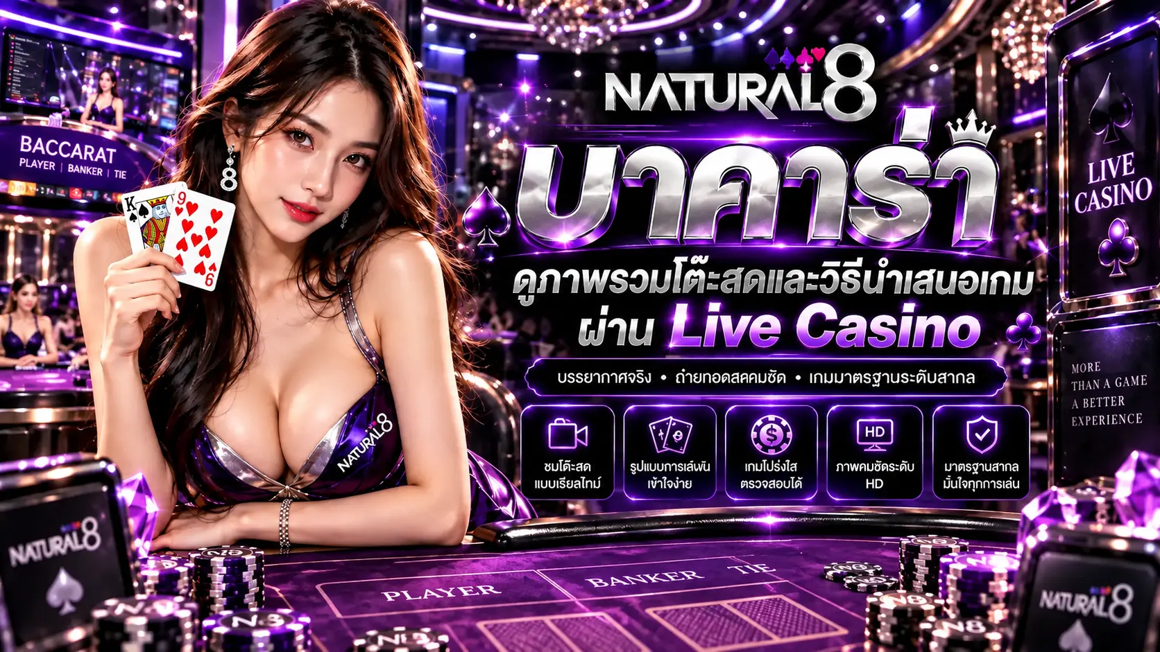 บาคาร่า natural8 ดูภาพรวมโต๊ะสดและวิธีนำเสนอเกมผ่าน live casino